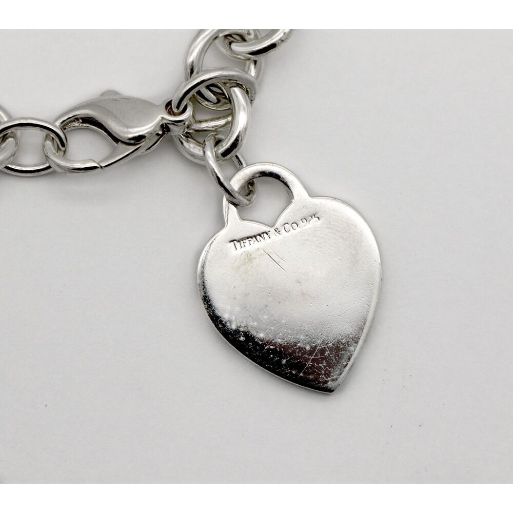 Tiffany & Co. 925 Silver Heart Tag Charm Bracelet
